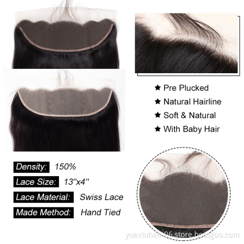 Factory Price Transparent Swiss Lace Frontal 13*4 Lace Frontal Closure Cuticle Aligned Brazilian Hair Lace Frontal Closure